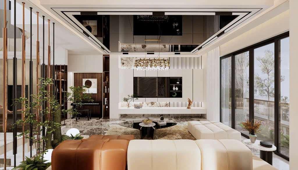 Thi công nội thất phòng khách nhà phố hiện đại